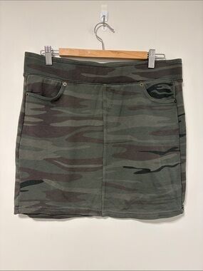 Z Supply Olive Green Camo Knit Mini Skirt
